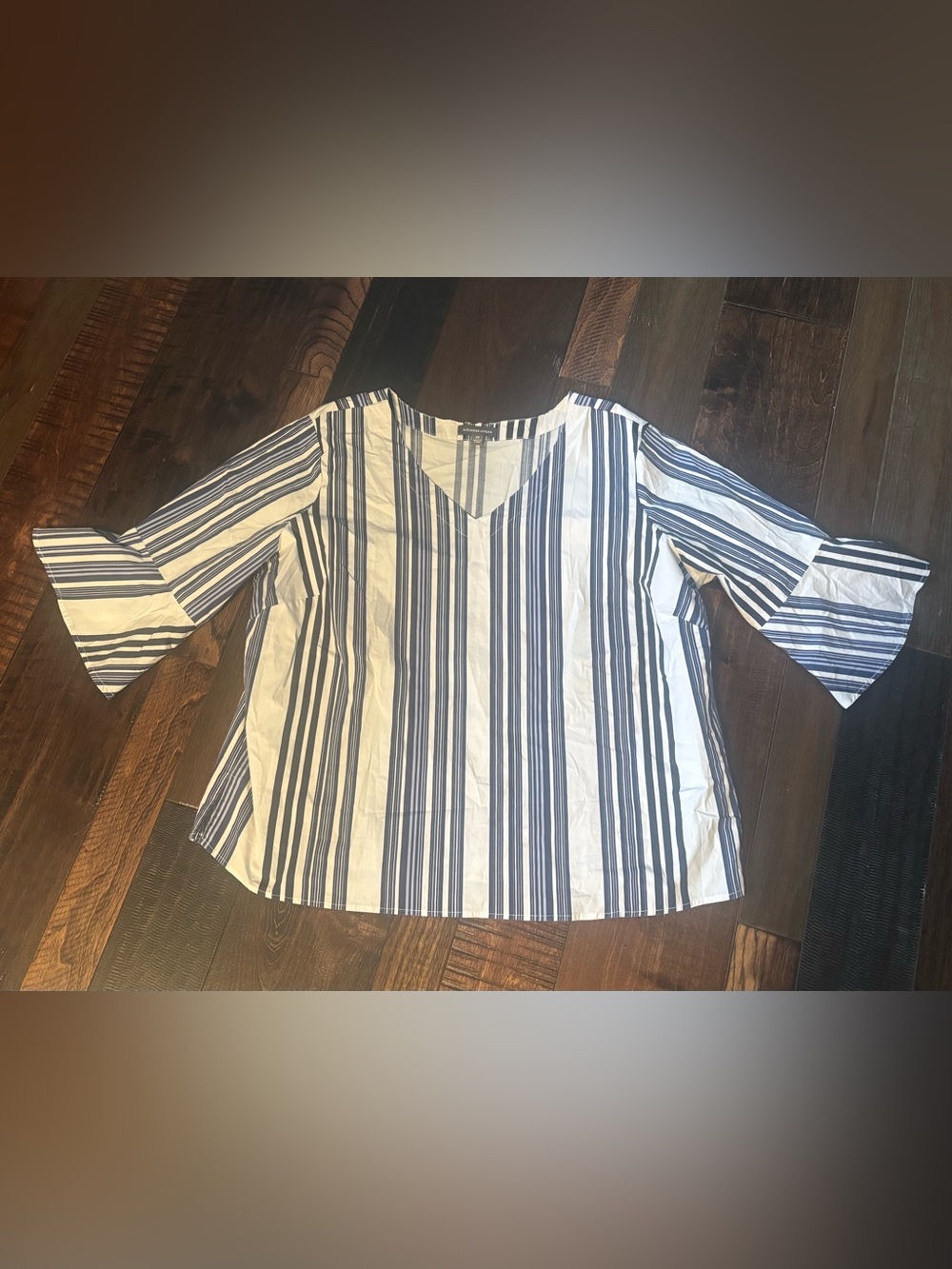 Alexander Jordan Striped Flared Sleeve Blouse Tunic - 2X EUC